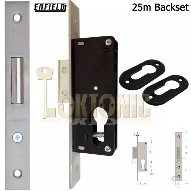 Enfield 25mm Euro Narrow Stile Van Dead Lock Case Door Shed Gate Garage Mortice