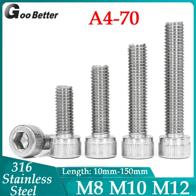 316 Stainless Steel Socket Cap Screws Hexagon Socket Head Allen Bolts M8 M10 M12