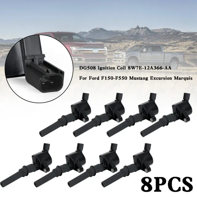8x DG508 Ignition Coil 8W7E-12A366-AA For F150-550 Mustang Excursion Marquis F15