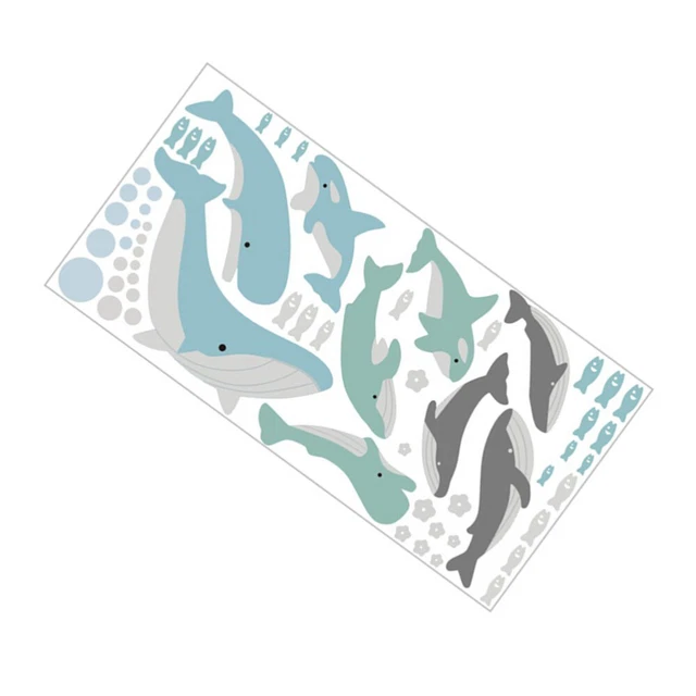 Adesivo murale 3D a forma di delfino - Decorazione murale a forma di pesce corallo - Decorazione oceanica per la cameretta dei bambini