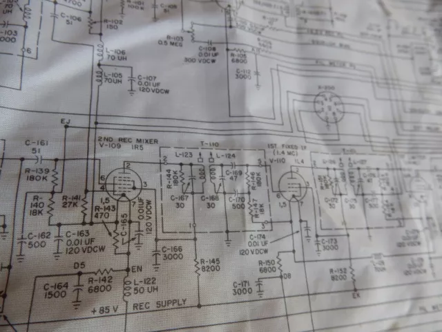 COLD WAR  ERA  MILI  RADIO SCHEMATIC INSTRUCTIONS on  nylon TYPE RT68 GRC 3