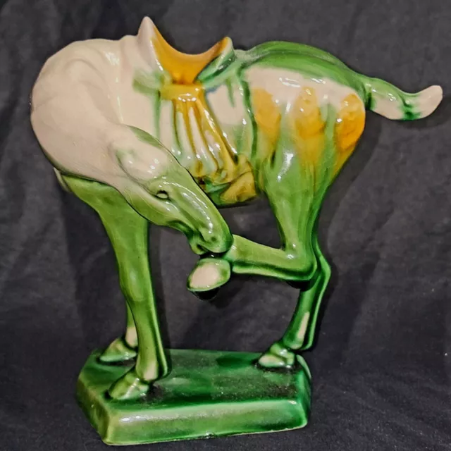 Vintage Chinese Tang Dynasty Drip Style Glaze  War Horse Figurine