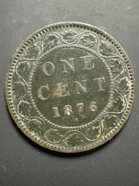 1876 Canada ONE CENT Large Penny - Copper - Queen Victoria Great Grade