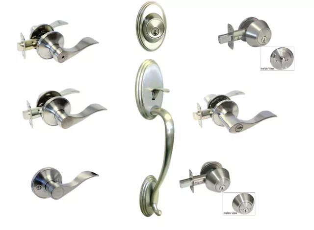 Satin Nickel door knob lever entry privacy passage Locks deadbolt Brushed Nickel