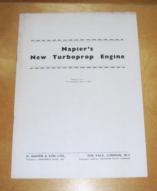 Napier's New Turboprop Engine Napier Eland Publicity Handout Aeroplane Mag 1954