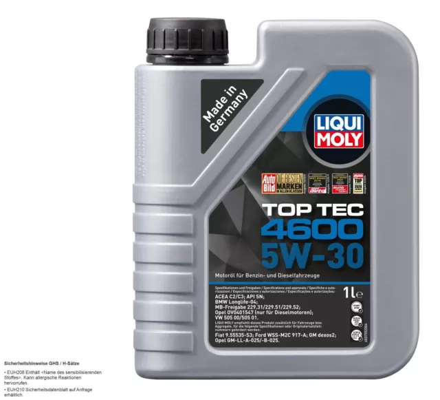 Bosch Paquet pour Inspection 7 L Huile Liqui Moly Top Tec 4600 5W-30 Siège Ibiza 2