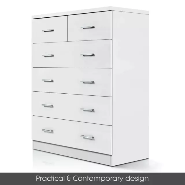 Artiss Tallboy Dresser Table 6 Chest of Drawers Cabinet Bedroom Storage White 3