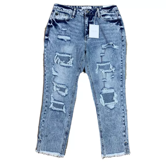 KanCan Acid Wash Jeans High Rise Fringe Hem Detail Ankle Skinny Jean New 11/29