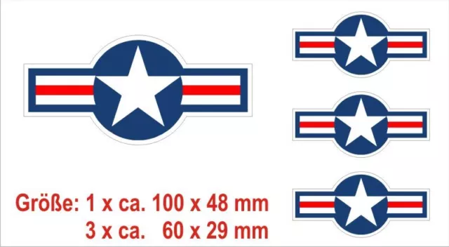 4 x Sticker 2 Größen Aufkleber US AIR FORCE Star US United States Nr. 7816