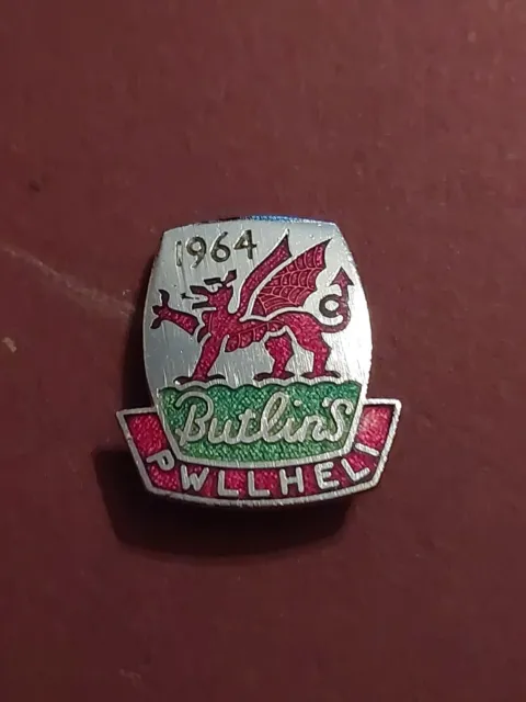 F/Butlins Pwllheli 1964 Enamel Pin Badge - Vintage Holiday Camp Souvenir