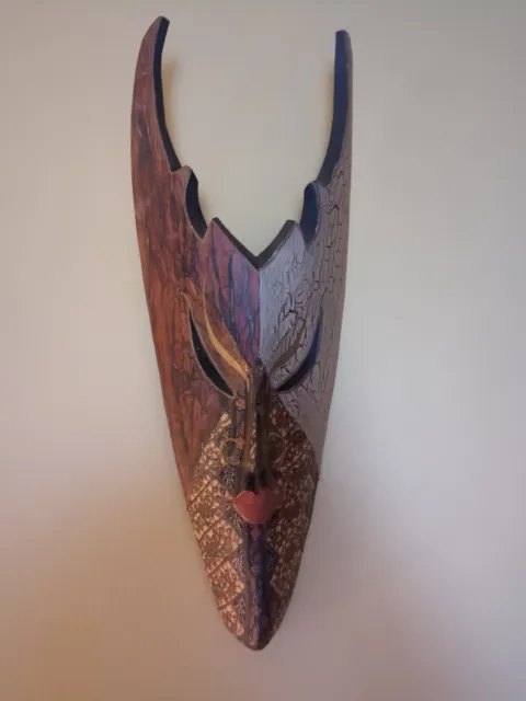 Bali Ethnic Tribal Wood Carved Mask Aflame By Sejati