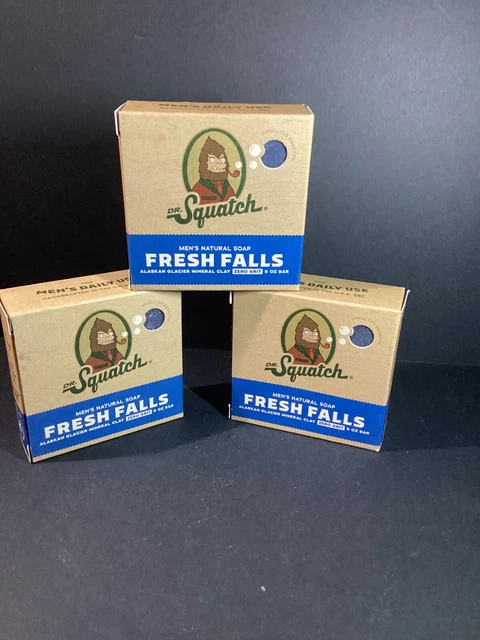 Dr. Squatch FRESH FALLS Men's Natural Soap ZERO GRIT (3PK) 5oz.ea. FREE SHIPPING
