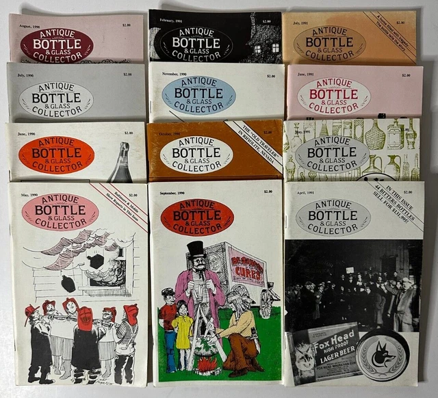 Lot Of 12 Antique Bottle & Glass Collector Booklets 1990 & 1991 See Dates