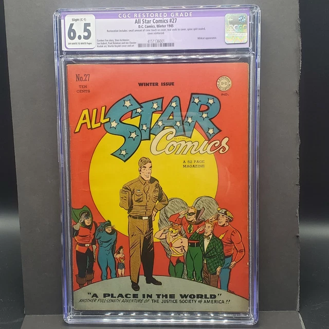 All Star Comics #27, A Superman DC Pub., Winter 1945, CGC 6.5 FN+ Resto Sl. C-1