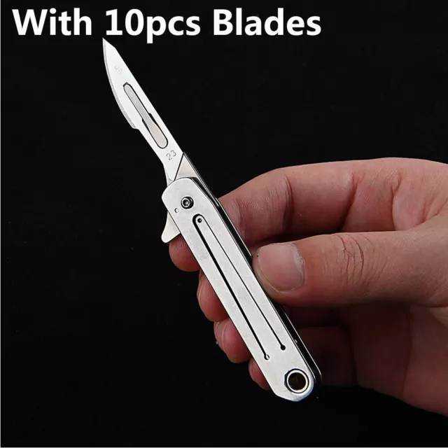 EDC Folding Knife Scalpel Blade Utility Knife Paper Cutter Tool Outdoor Keychain