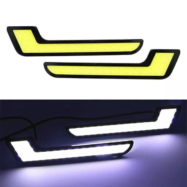 Pair L Shape COB White LED Light  Daytime Running Driving Light DRL Lamp 12V