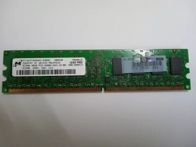 512MB DDR2 HP Desktop Memory PC2-4200U 533mHz MT16TF646AY-53EB2 Micron DIMM RAM