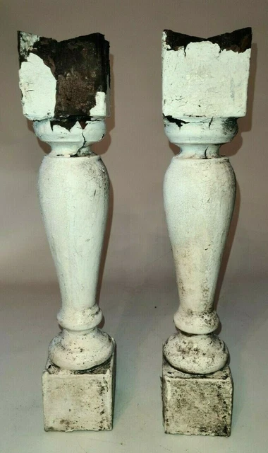 Antique Pair Large Wood Wooden Corbels Chippy White Architectural Salvage