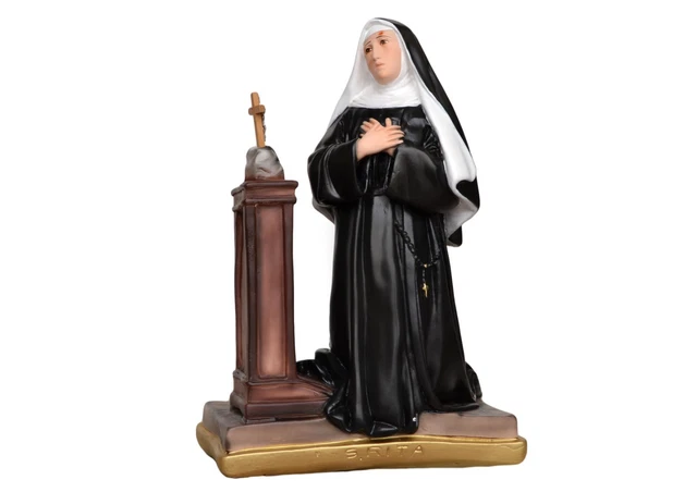 Santa Rita Da Cascia Statua STATUE SANTA RITA De Cascia En Genou CM 40 (15,75 '') Résine EUR 187,97
