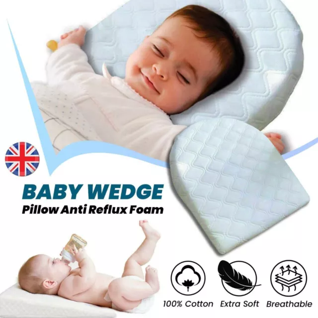 Baby Wedge Pillow Anti Reflux Colic Cushion Flat Head Foam For Pram Crib Cot Bed