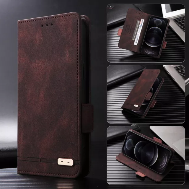 Genuine Leather Wallet Case For iPhone 13 Pro Max 13 11 XS X XR 8 7 Flip Cover