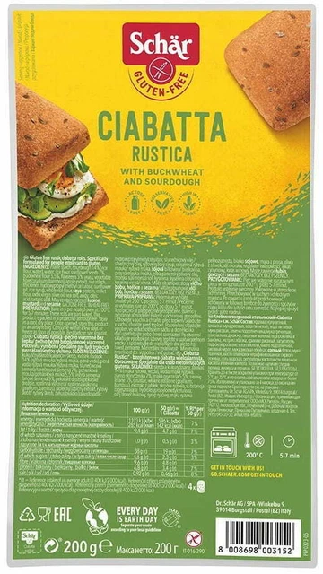 +Ciabatta rustica petit pain complet 200 g SANS GLUTEN