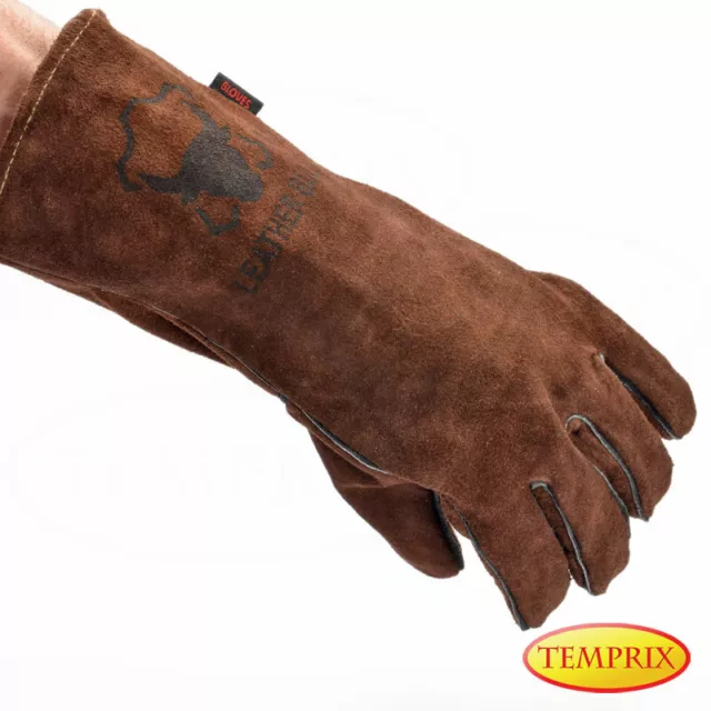 Guantes Barbacoa para Horno Estufa Resistente Al Calor Cuero BBQ XL