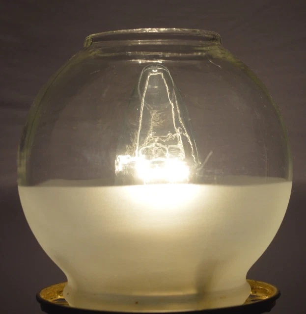 Vintage Antique Clear Frosted Acid Etched Glass Oil Lamp Shade 3 1/4" Fitter