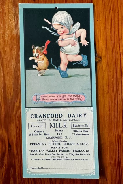 Vintage Dancing Baby and Dog Advertising Cranford Dairy NJ 1920s Milk Promo Ad