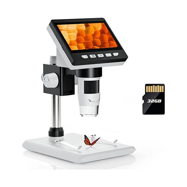 Coin Microscope 4.3Inch LCD Digital Microscope 1000X, IPS Screen, 8 LED Lig N1S2