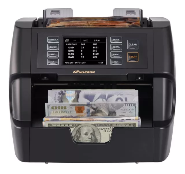 Nucoun VC-3 Mixed Denomination Value Counter Money Counter for USD/Euro/CAD/MXN