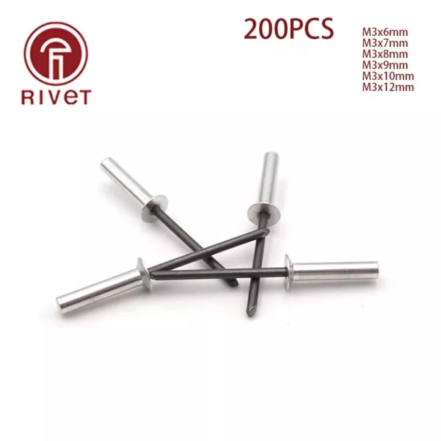 200pcs M3*6/7/8/9/10/12 DIN15974 Countersunk Head Closed End Blind Rivet Sealed