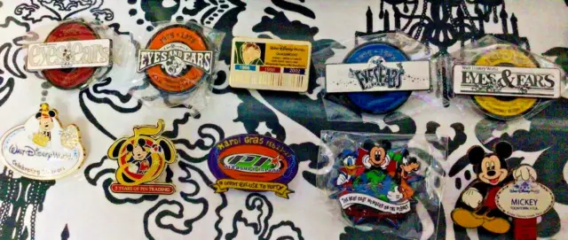 Disney lot of 10 cast member exclusive pins earning my ears, five years celebrat