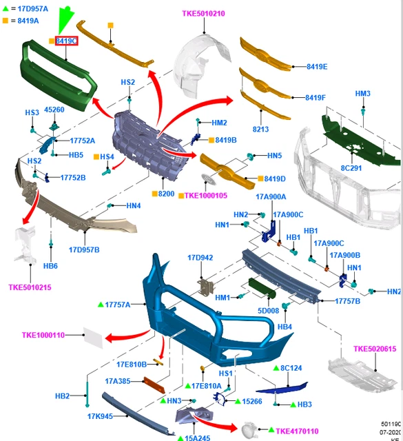 FORD RANGER T6 MK1 Front Radiator Grille Moulding 1927178 NEW GENUINE ...