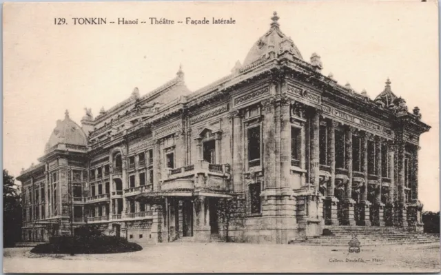 Vietnam Tonkin Hanoi Theatre Facade Latérale Vintage Postcard B129