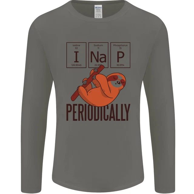 T-shirt a maniche lunghe I Nap divertente tavola periodica pigro geek sonno da uomo