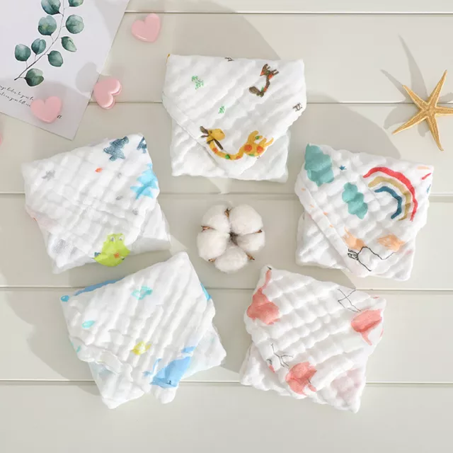 US 10-20 Baby Muslin Washcloths 12''x12'' Cotton Reusable Wipes Bath Bibs Towels 3