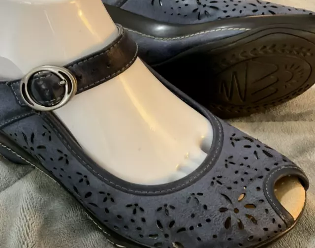 Croft & Barrow Shoes Sole Sense Ability Blue Leather Women Clog Slides Size 9