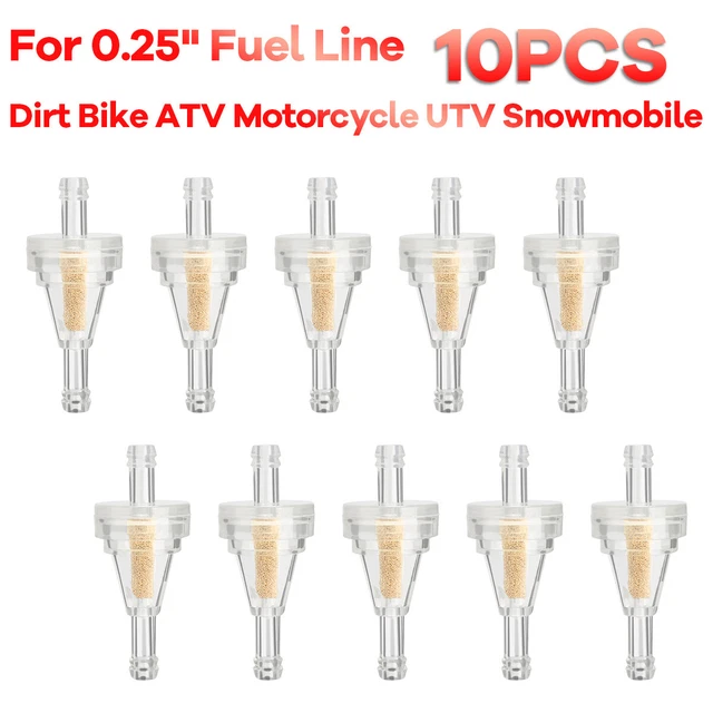 10 MOTORCYCLE INLINE Gas Fuel Filter 1/4 inch 6.3mm Fuel Line Dirt Bike