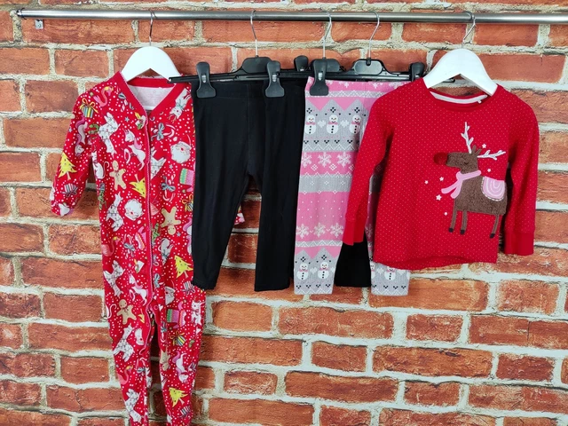 BABY GIRL BUNDLE AGE 12-18 MONTHS NEXT H&M etc LEGGINGS TOP SLEEPSUIT XMAS 86CM