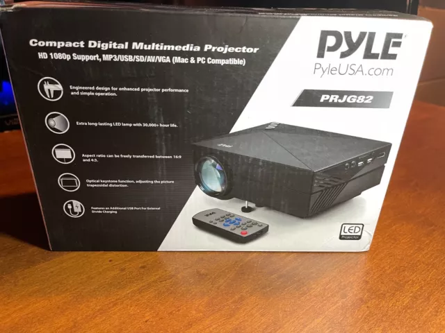 Pyle Compact Home Projector w/ Adjustable Screen Size and Internal Speaker