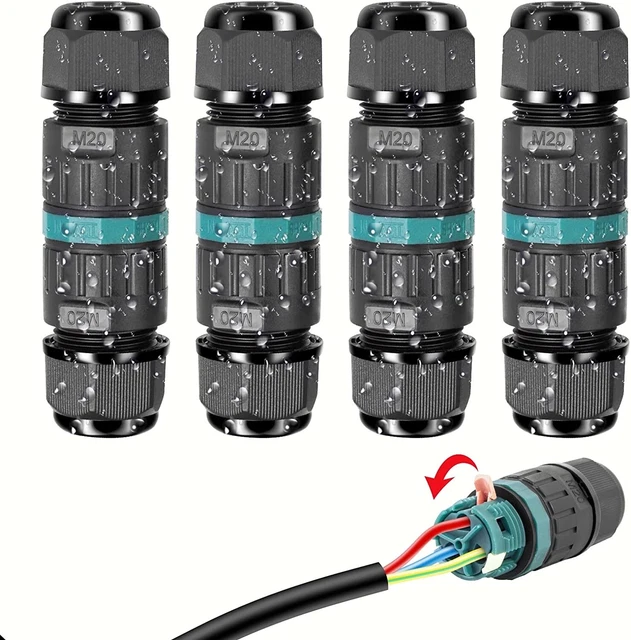 Connecteur Électrique Étanches IP68 - Raccord de Cable 3 Fils Boîte de Deriva...
