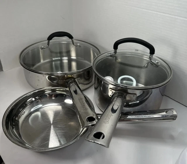 3 Cuisinart Stainless Sauce Pan Lid Lot 919-18 922-18 933-24H Skillet Sauce