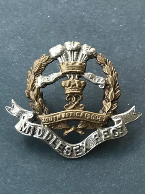 Middlesex Regiment Original British Army Cap Badge Lugs