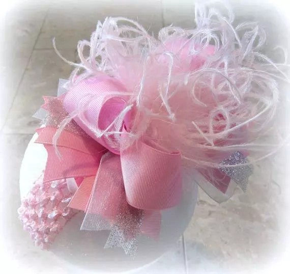 Baby Pink Over the Top Hairbow OTT Hair Bow for Girls Baby Headband Boutique big