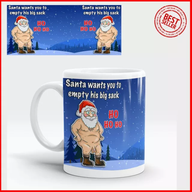 Funny Novelty SANTA Gift Rude Joke Christmas Birthday Mug Friend Coffee Cup