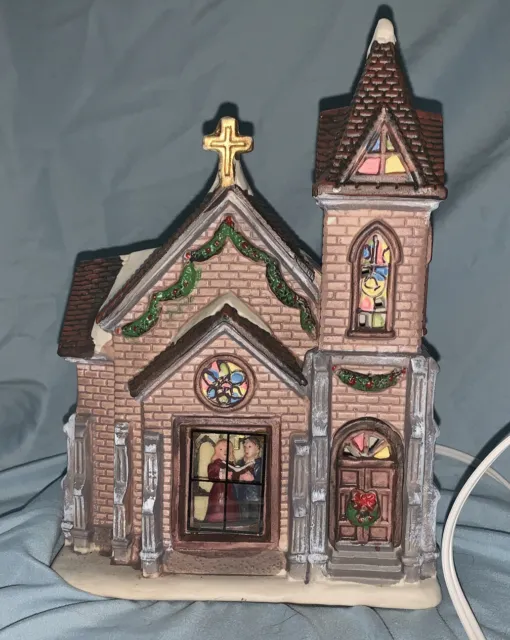 Vintage Christmas Village Church Lighted with Singers