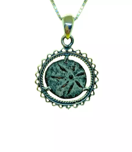 Silver Widows Mite Coin Pendant charm Necklace Symbol of Faith and Generosity