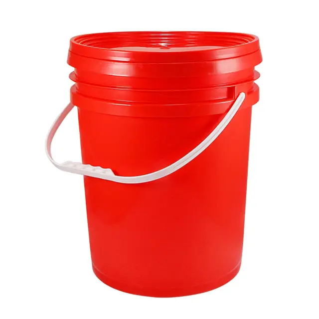 Cubo de pintura de plástico recipiente multiusos 5,28 galones/20 L caja de pintura con tapa roja