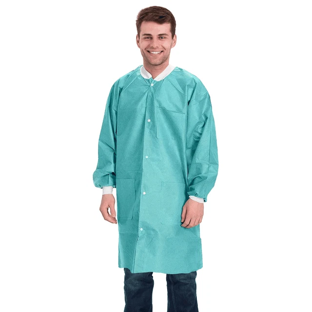 Disposable Lab Coats for Adults 44  Large Teal SMS Medical PPE Disposable 10 Lab